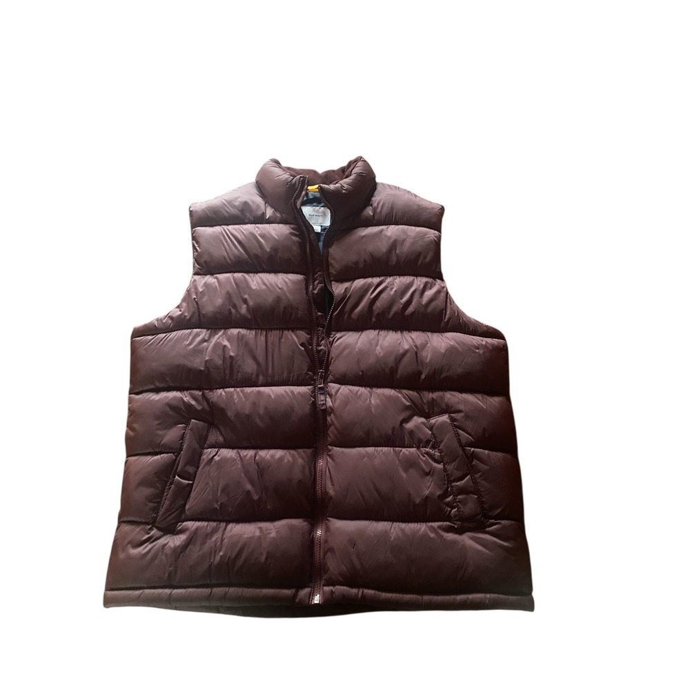 Old Navy Puffer Vest Burgundy/ Maroon‎ Full Zip Quilted Padded Collar Size XL